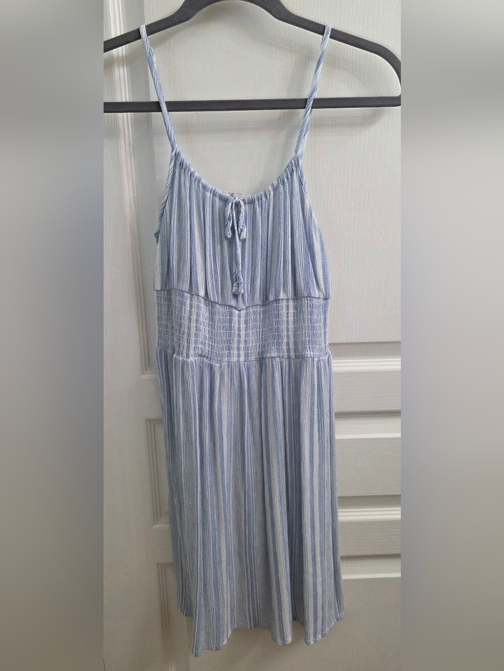 Light Blue and White Striped Babydoll Sundress